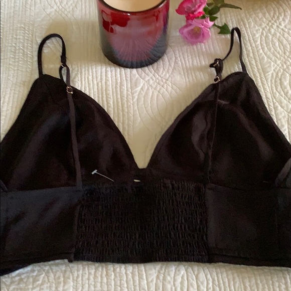 FREE PEOPLE INTIMATELY PARADISE BRAMI BLACK SATIN RAW EDGE DETAIL LAST SZ S - Picture 7 of 10